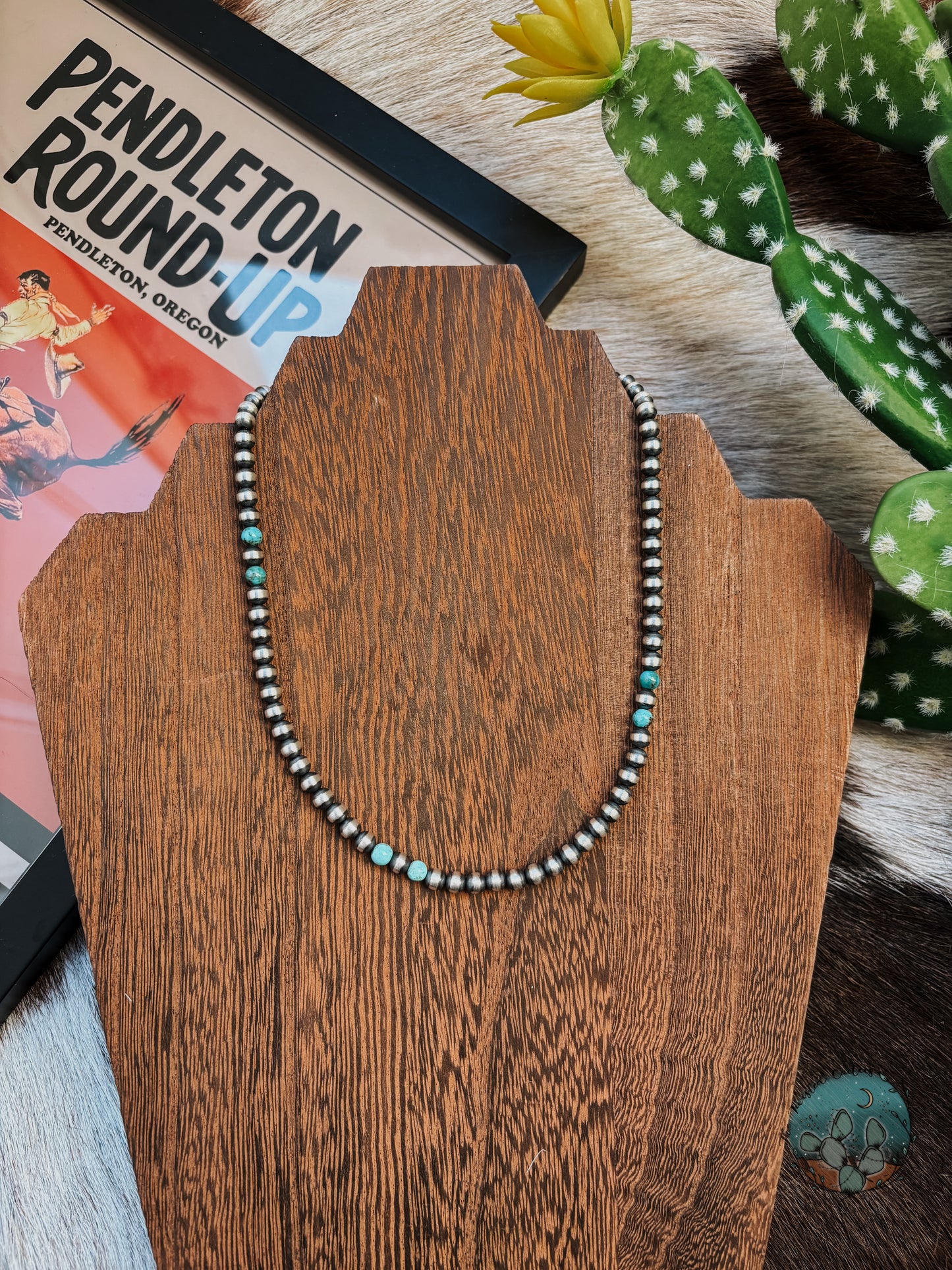 16in - 5mm Pearl Strand with 5mm Turquoise