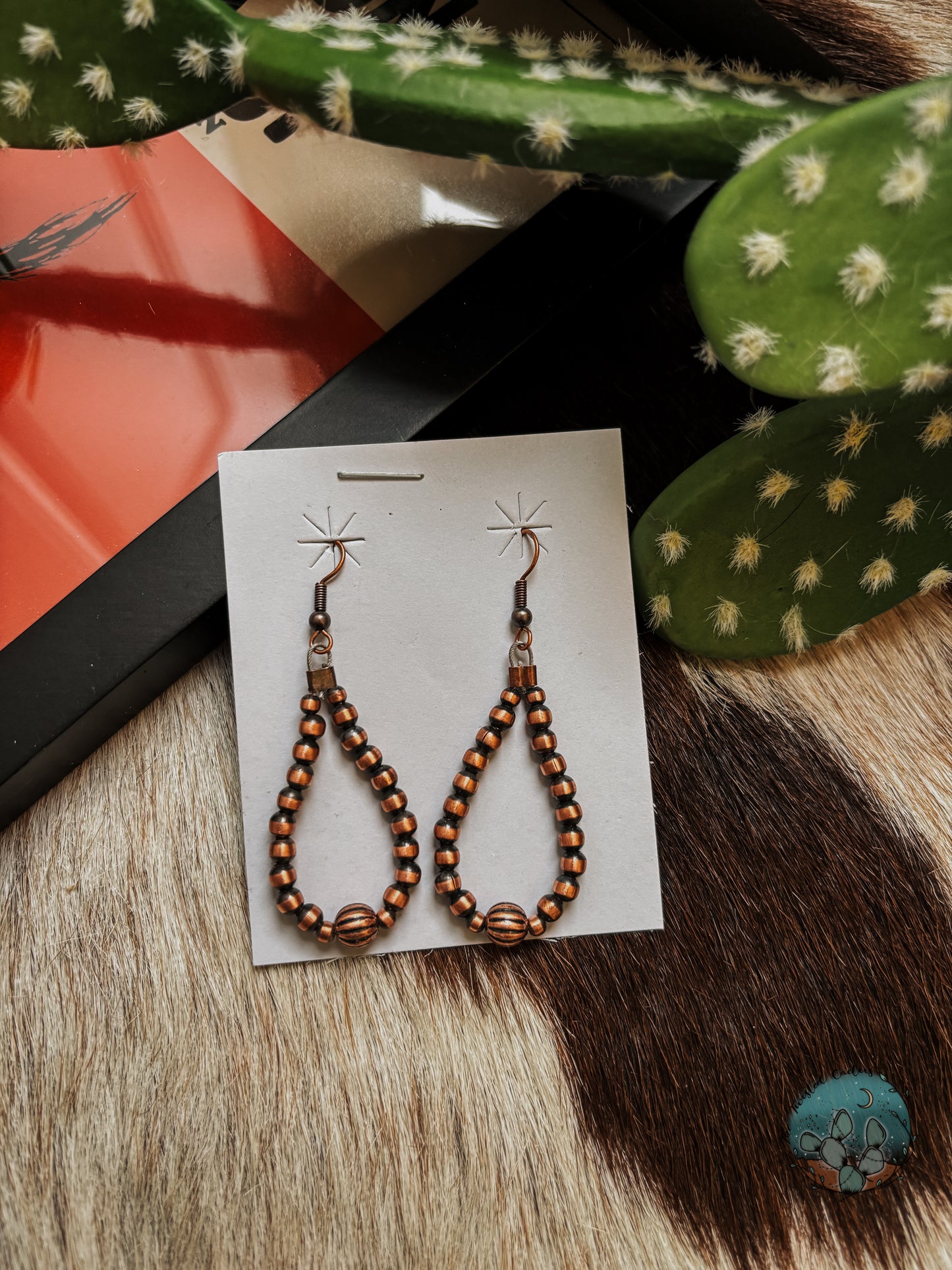 Teardrop Copper Beaded Hoops