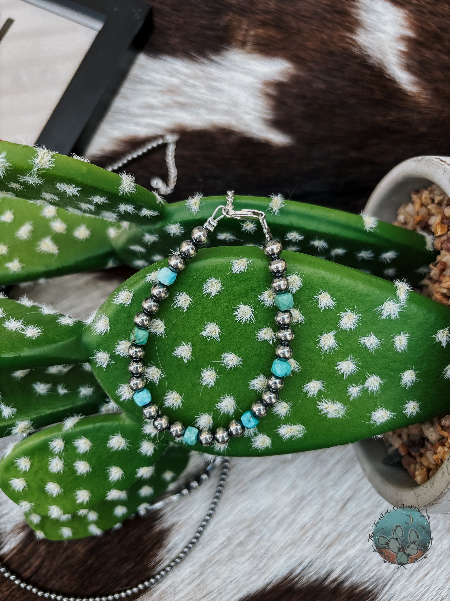 5mm Sterling Silver Pearl & Turquoise Bracelet
