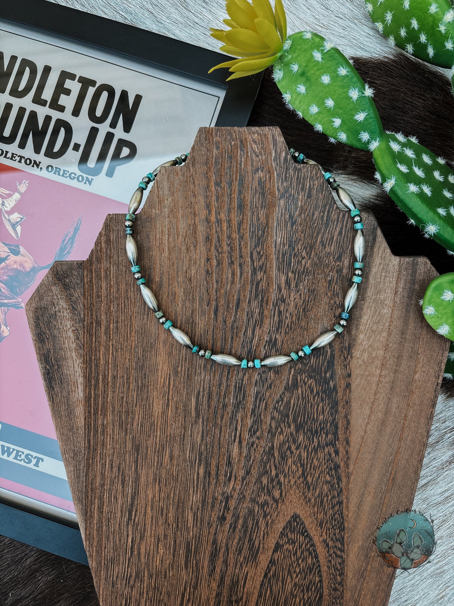 Torpedo & Turquoise Heishi Pearl Strand