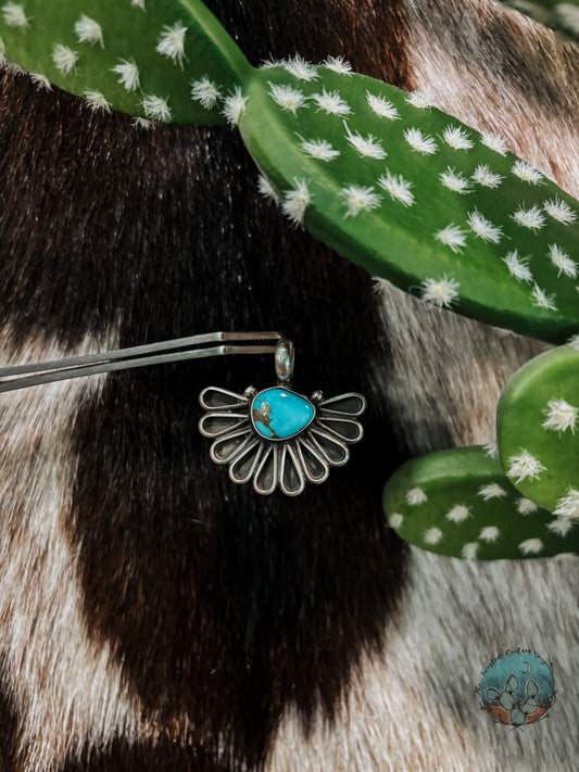Kingman Turquoise Half-Flower Pendant