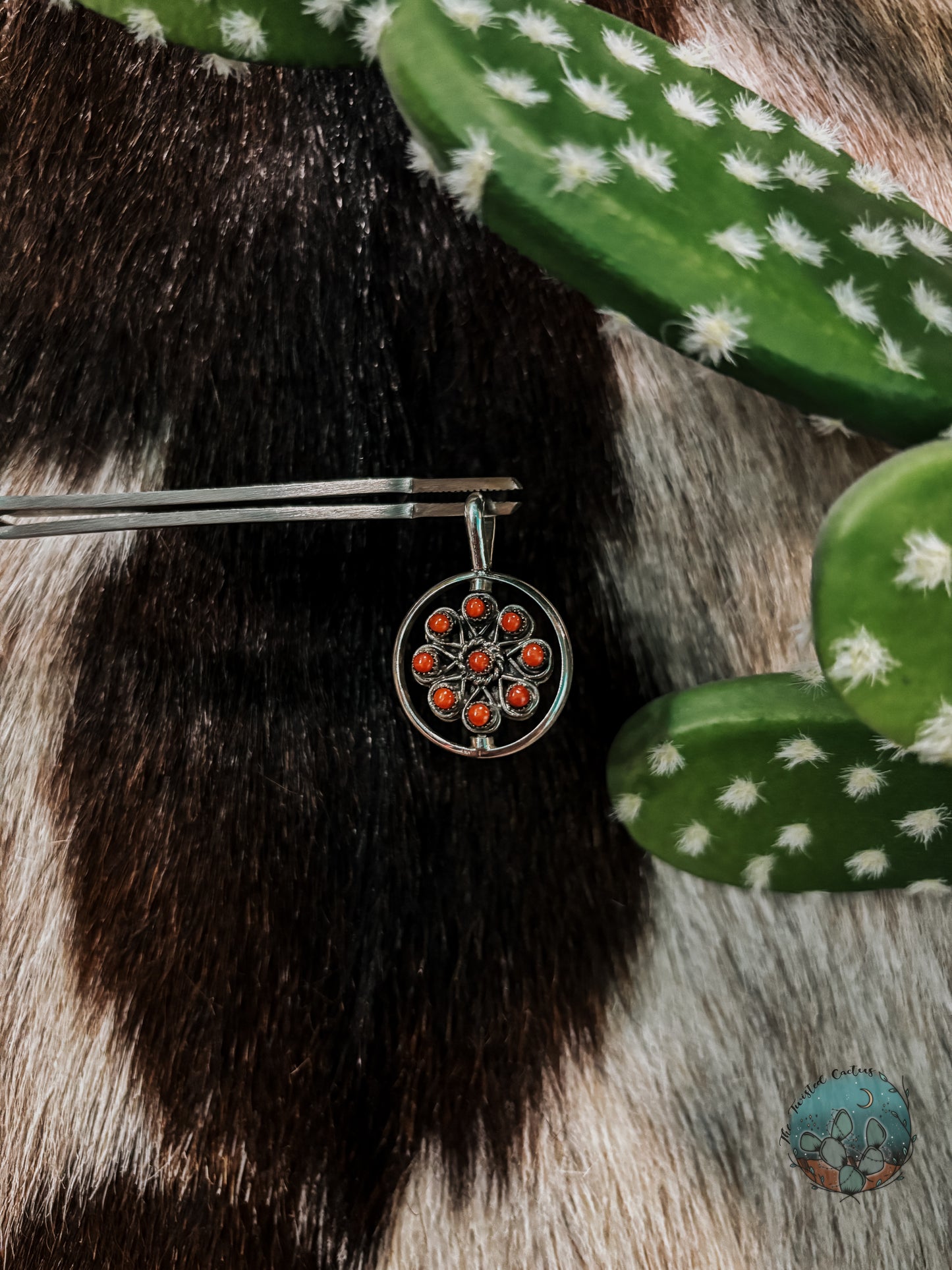 Reversible Turquoise & Coral Pendant