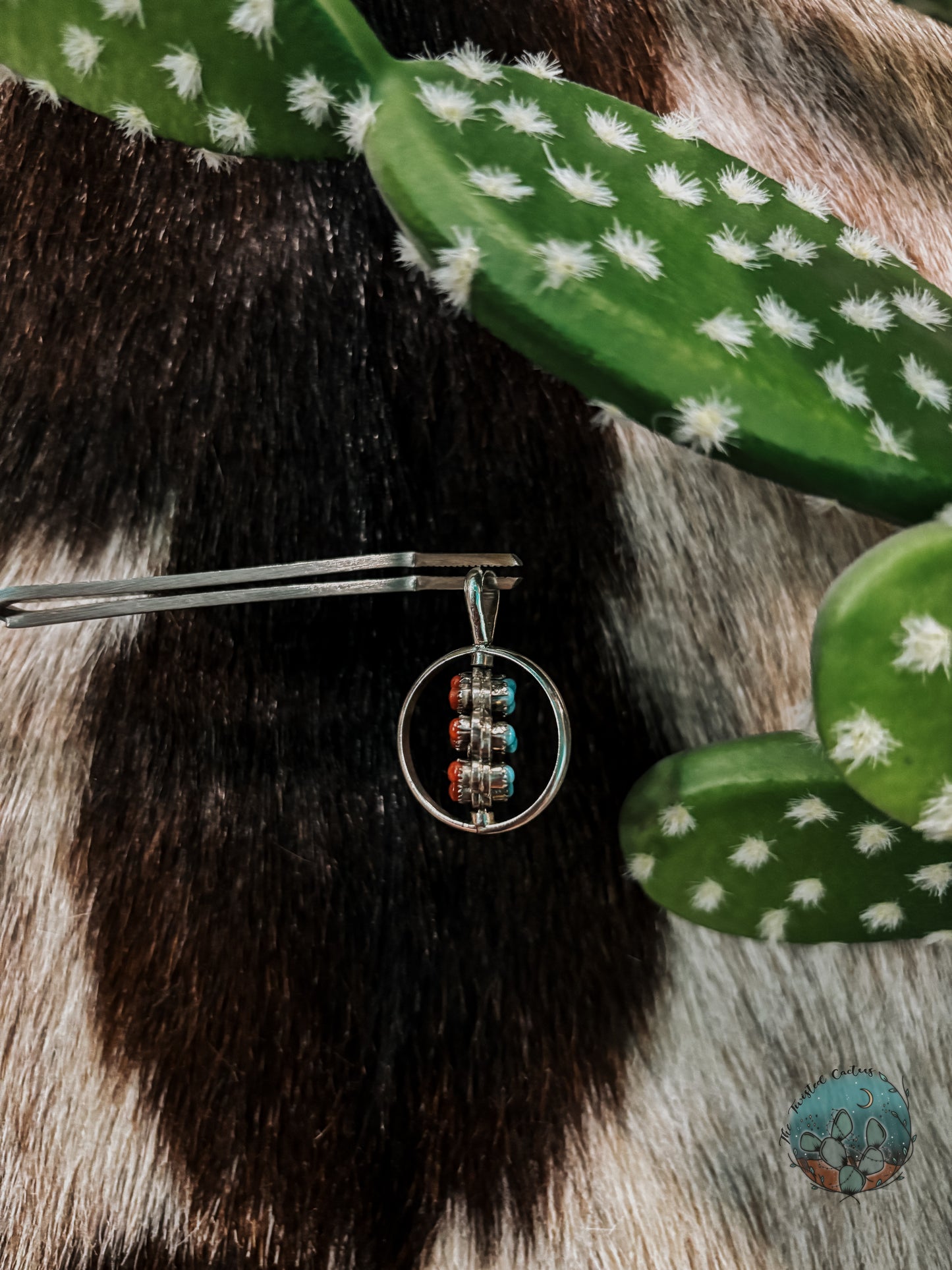 Reversible Turquoise & Coral Pendant