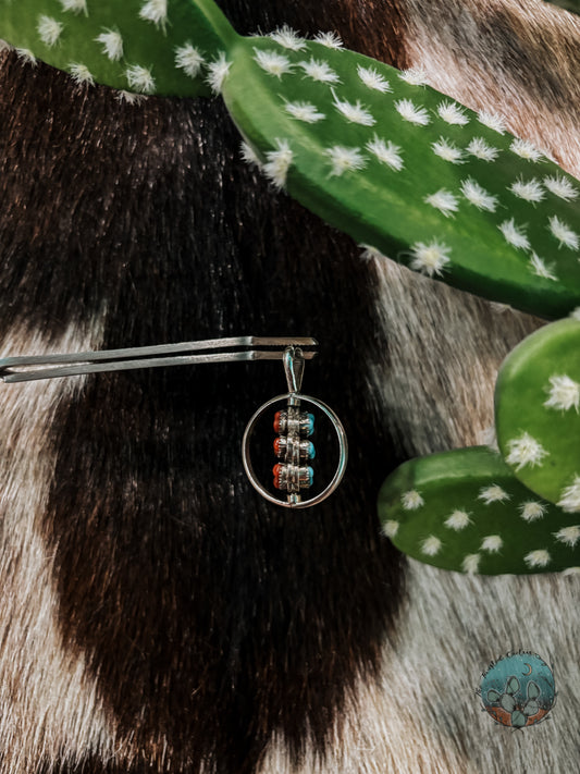 Reversible Turquoise & Coral Pendant