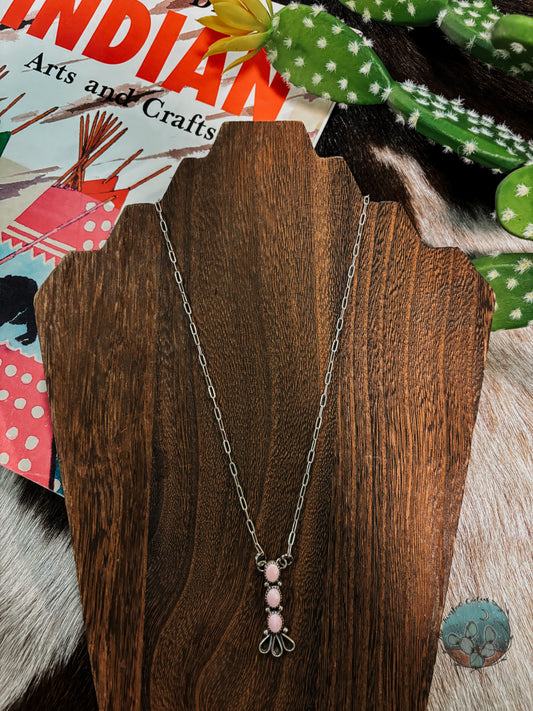 Pink Conch Pendant with Chain