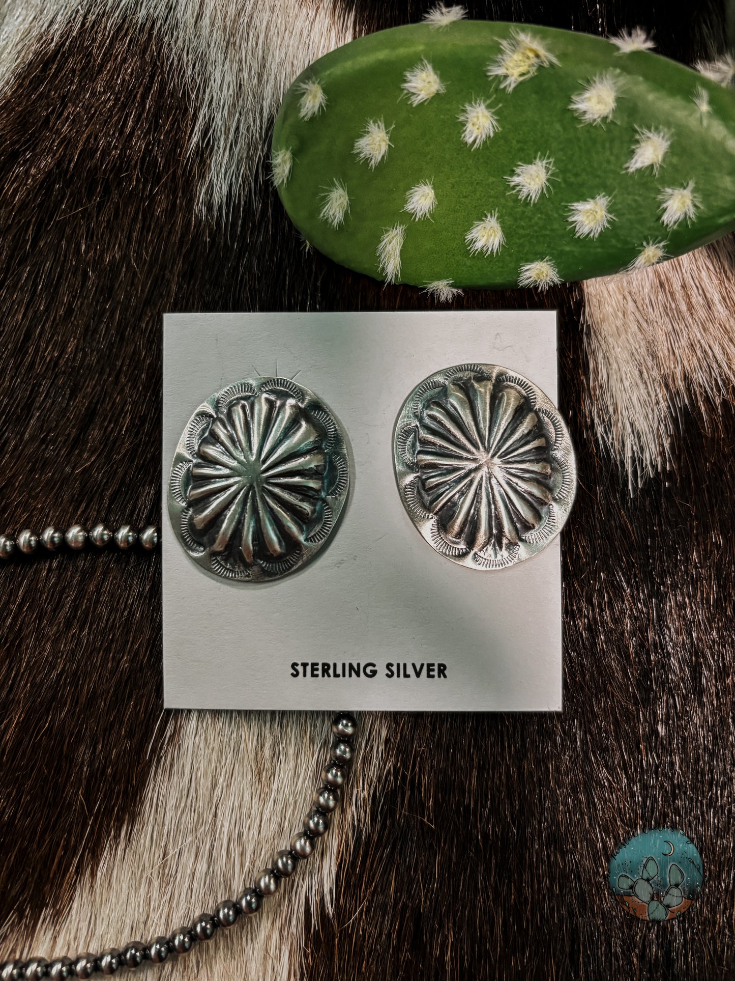 Large Sterling Concho Earrings