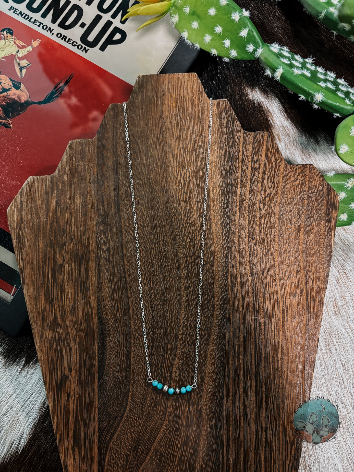 Turquoise & Navajo Pearl Bar Necklaces