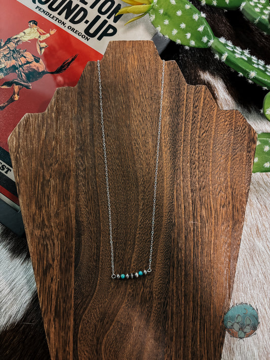 Turquoise & Navajo Pearl Bar Necklaces