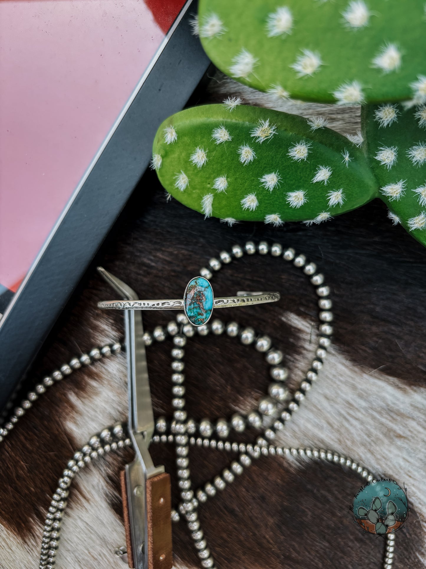 Turquoise Stamped Mini Cuff