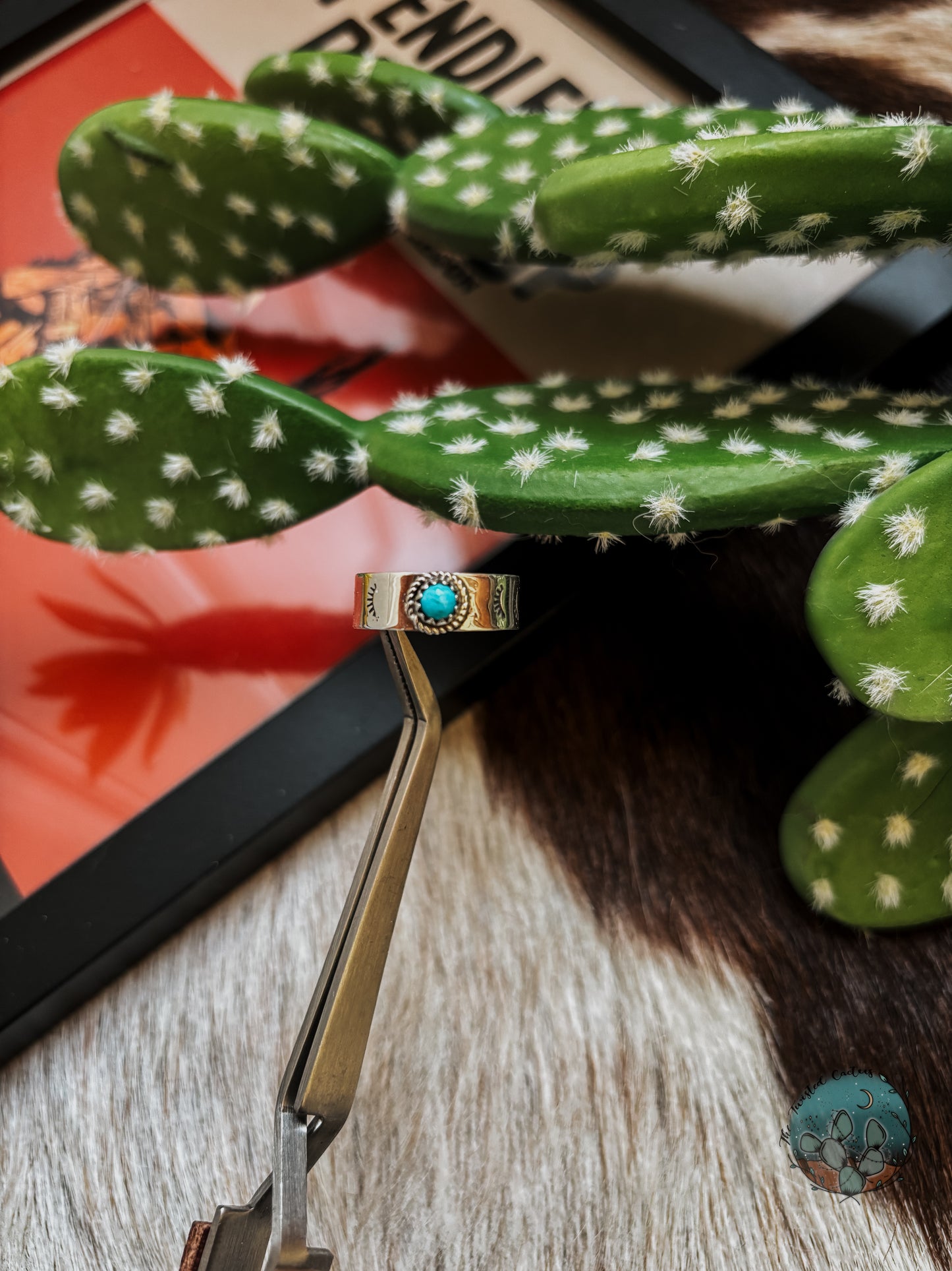 Wide Band Sterling & Turquoise Ring