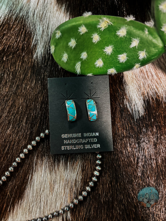 Zuni Inlay Half-Hoop Earrings