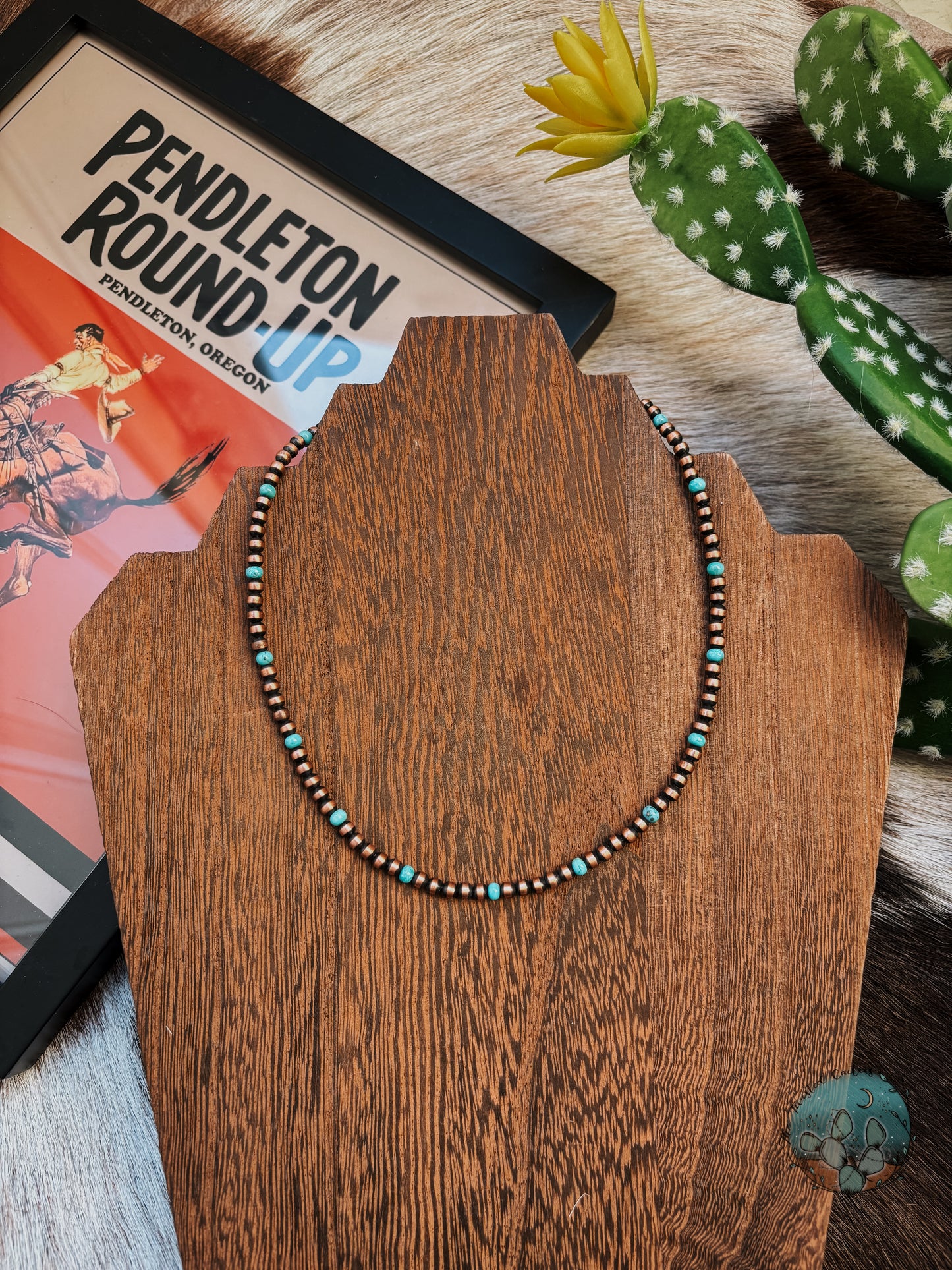 14in - 4mm - Copper & Turquoise Pearl Strand