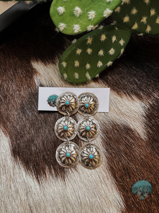 3 Concho Dangle Earrings