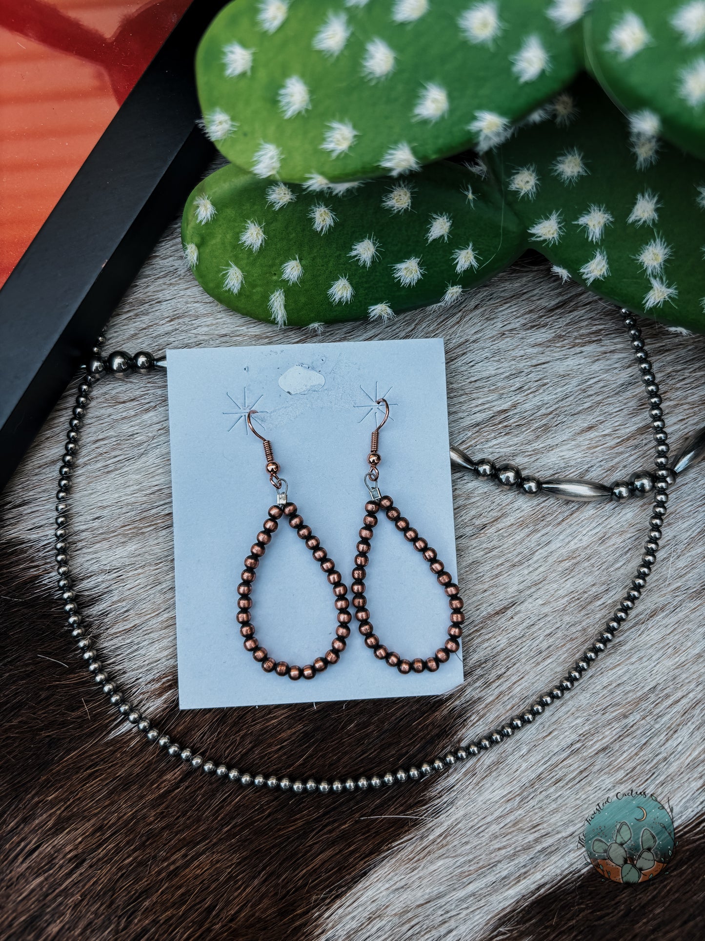 Teardrop Copper Beaded Hoops