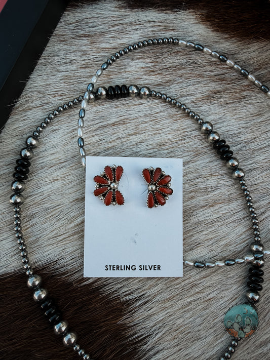 Coral Half-Cluster Mini Studs