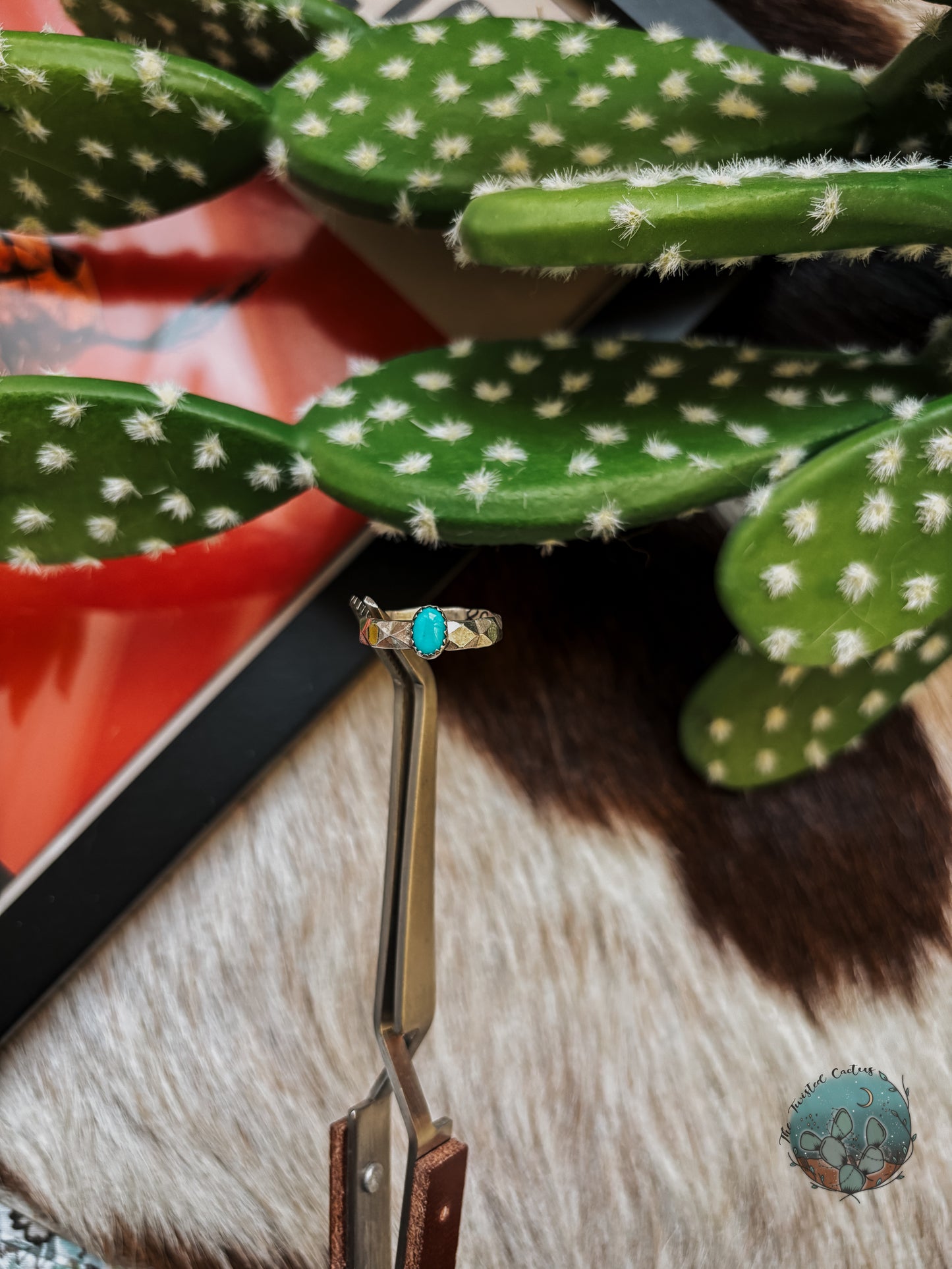 Diamond Cut Turquoise Stacker Ring