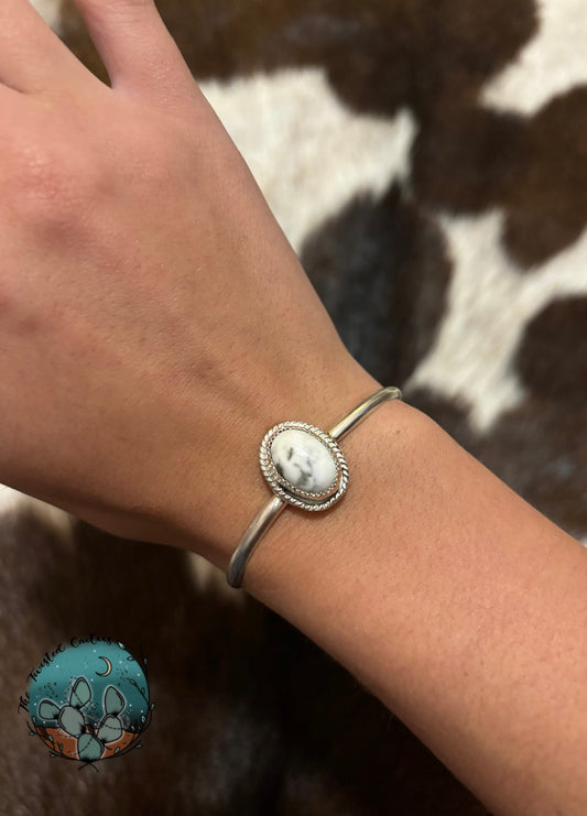 White Buffalo Cuff with Rope Decor - Small