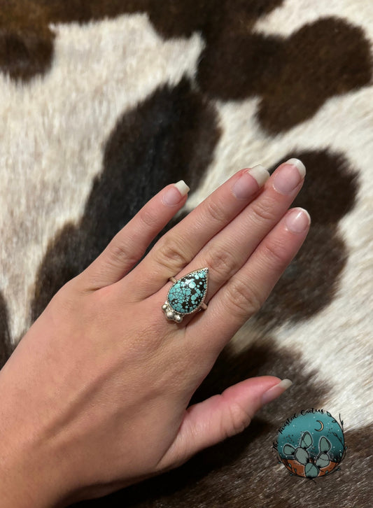 Sterling Silver & Cloud Mountain Turquoise Ring - Size 7