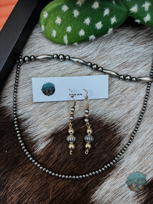 14k Gold & Sterling Silver Drop Earrings