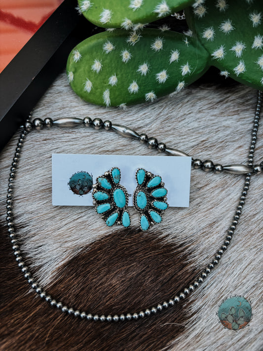 Large Turquoise Half Cluster Studs