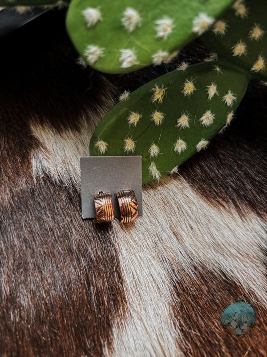Mini Stamped Copper Hoops