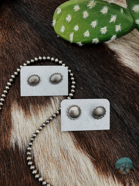 Sterling Silver Mini Concho Earrings