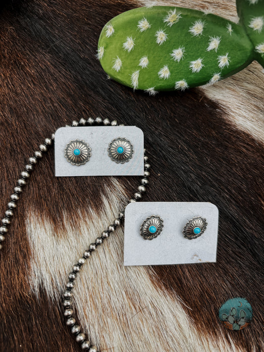 Sterling Silver Mini Concho Earrings