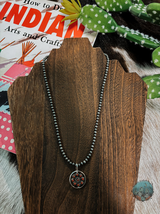 Reversible Turquoise & Coral Pendant