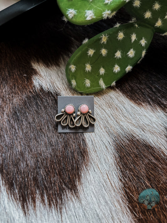 Pink Conch Half Flower Studs