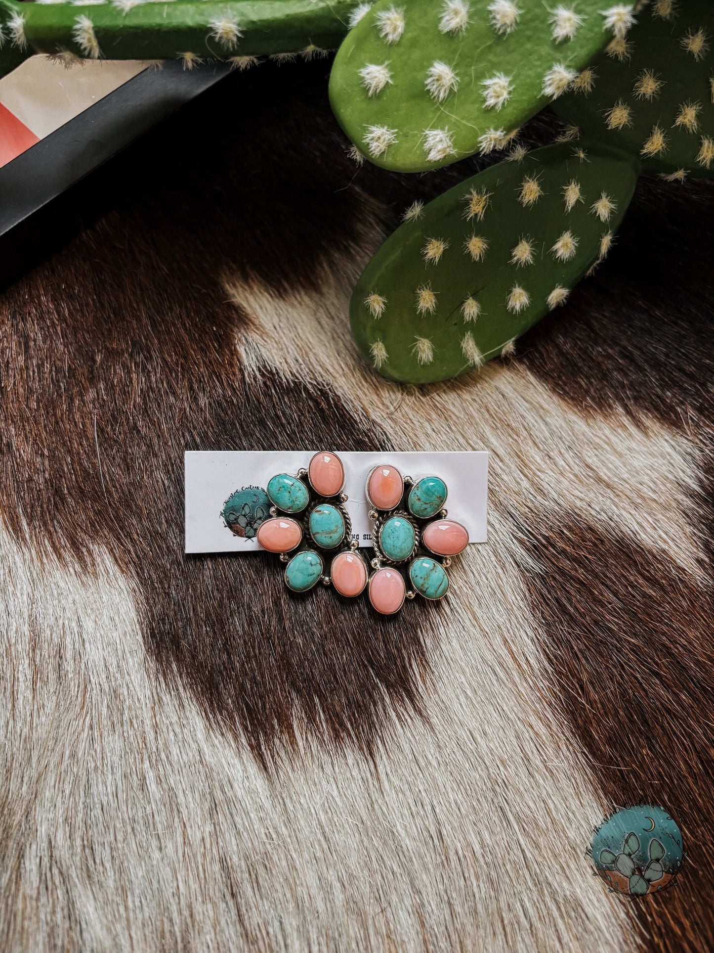 Pink Conch & Sleeping Beauty Half-Cluster Studs