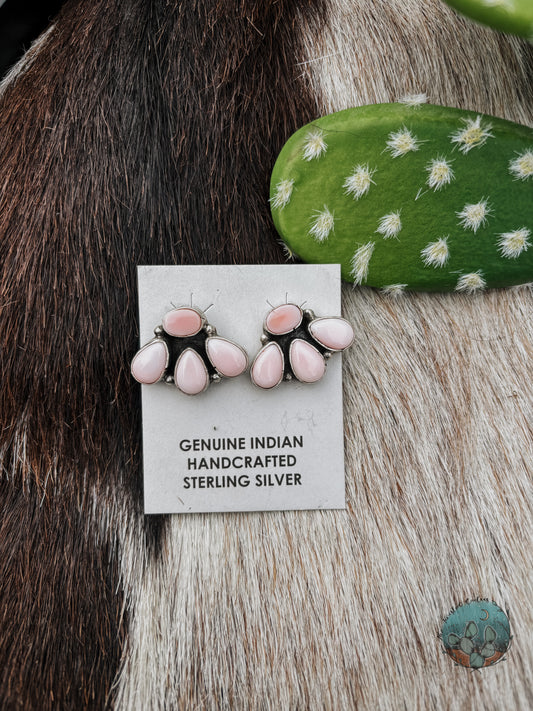 Pink Conch Cluster Studs