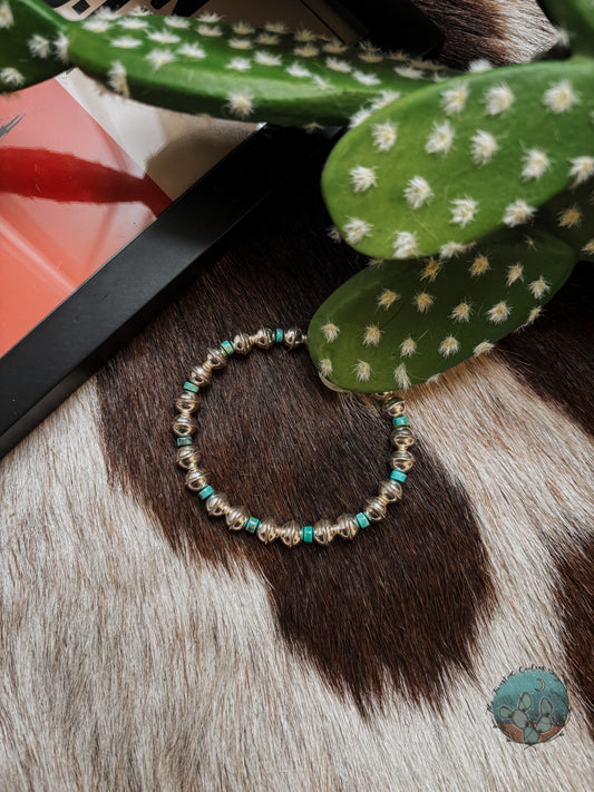 Sterling Silver & Kingman Stretch Bracelet