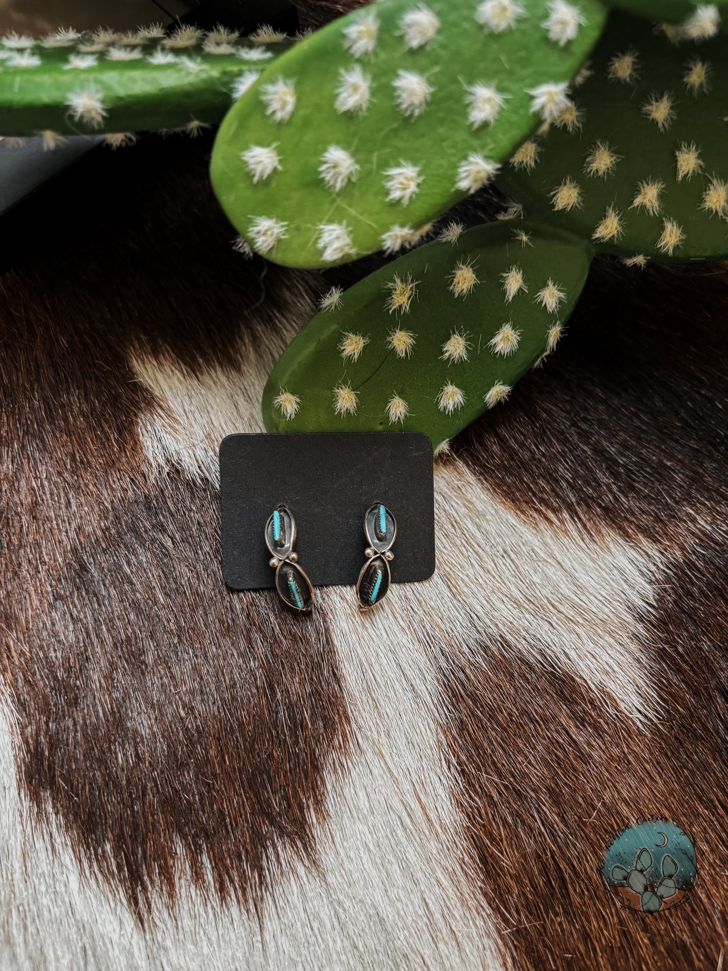 Turquoise Shadow Box Hoops