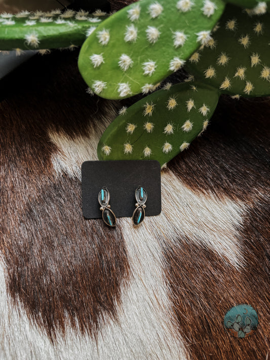 Turquoise Shadow Box Hoops