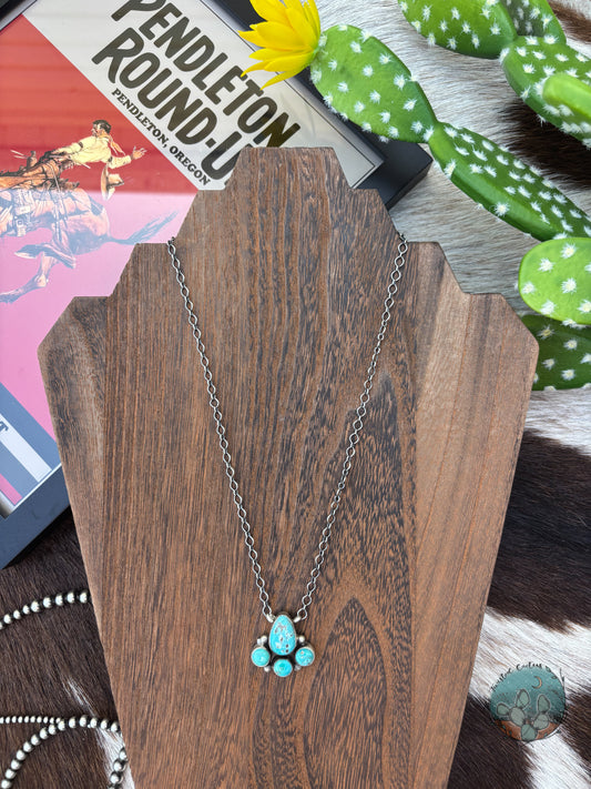 Turquoise Tear Drop Cluster Necklace
