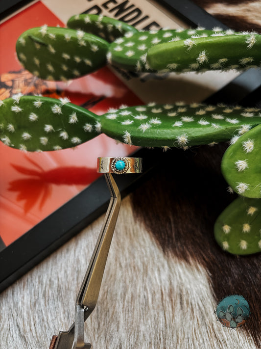 Wide Band Sterling & Turquoise Ring