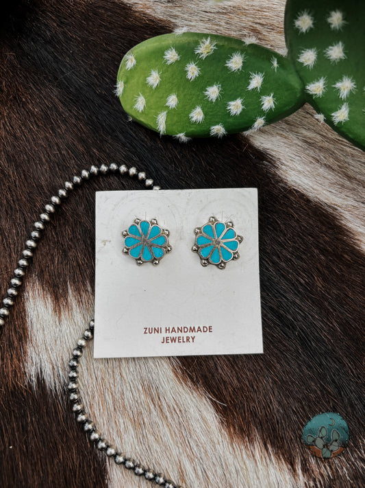 Zuni Flower Inlay Earrings