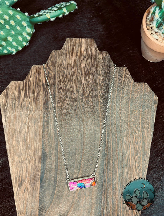 Spiny Oyster Turquoise Mohave Bar Necklace