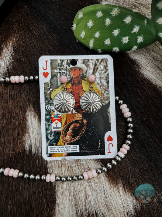 Pink Conch Concho Earrings